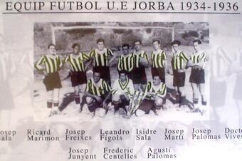 L'equip de futbol U.E. Jorba entre el 1934 i el 1936.